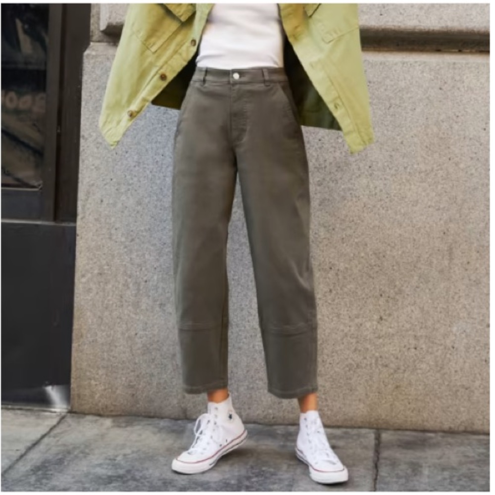 Everlane Utility Barrel Pant in Pewter Green